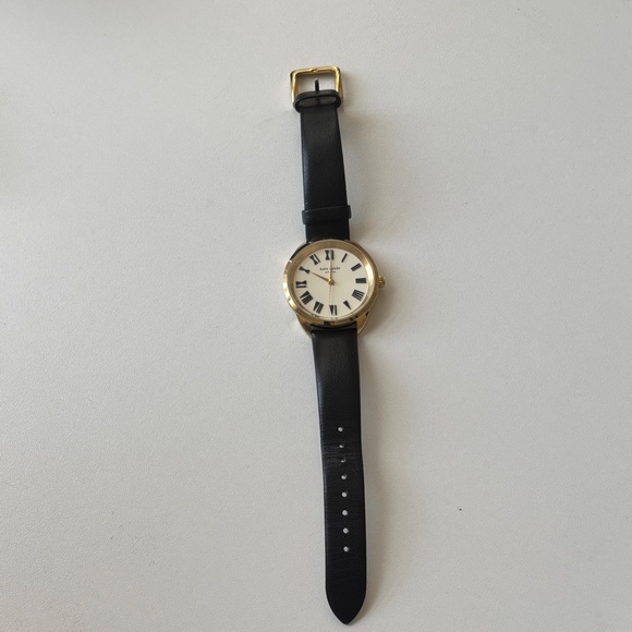 Kate Spade Gold Watch with Black Leather Strap - Picture 1 of 3